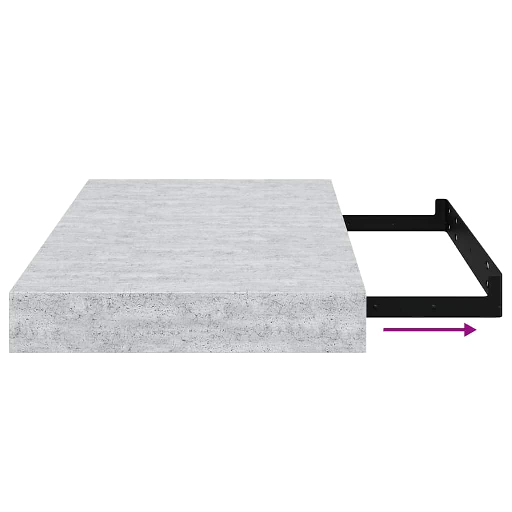 Plutajuće zidne police 4 kom boja betona 40 x 23 x 3,8 cm MDF