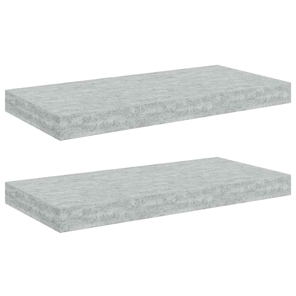 Plutajuće zidne police 2 kom boja betona 50 x 23 x 3,8 cm MDF