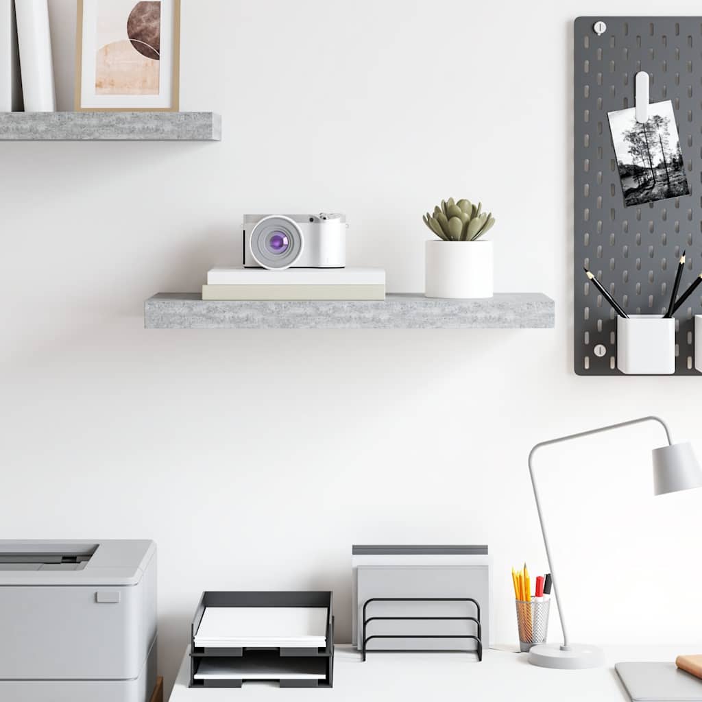 Plutajuća zidna polica siva boja betona 60 x 23,5 x 3,8 cm MDF