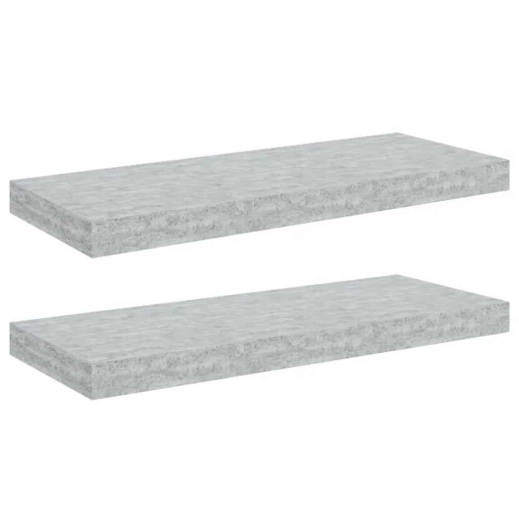 Plutajuće zidne police 2 kom boja betona 60 x 23,5 x 3,8 cm MDF