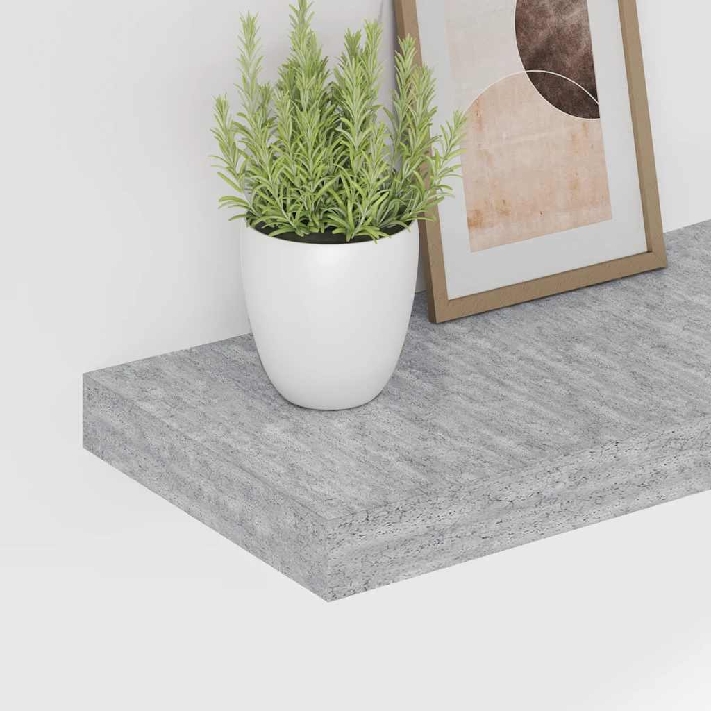 Plutajuće zidne police 4 kom boja betona 60 x 23,5 x 3,8 cm MDF