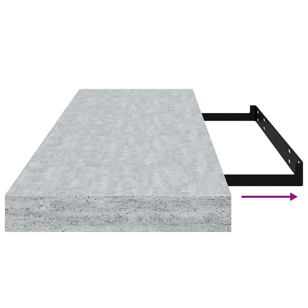 Plutajuća zidna polica siva boja betona 80 x 23,5 x 3,8 cm MDF