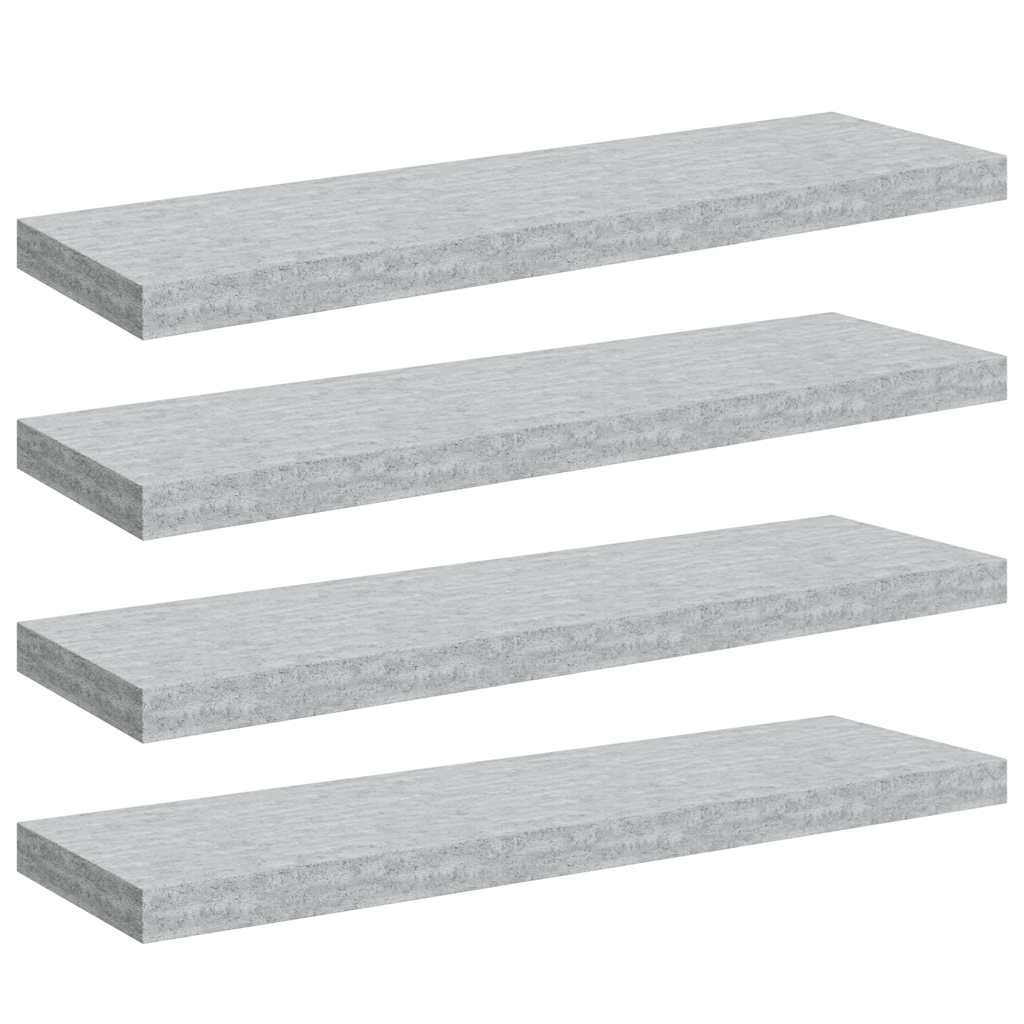 Plutajuće zidne police 4 kom boja betona 80 x 23,5 x 3,8 cm MDF