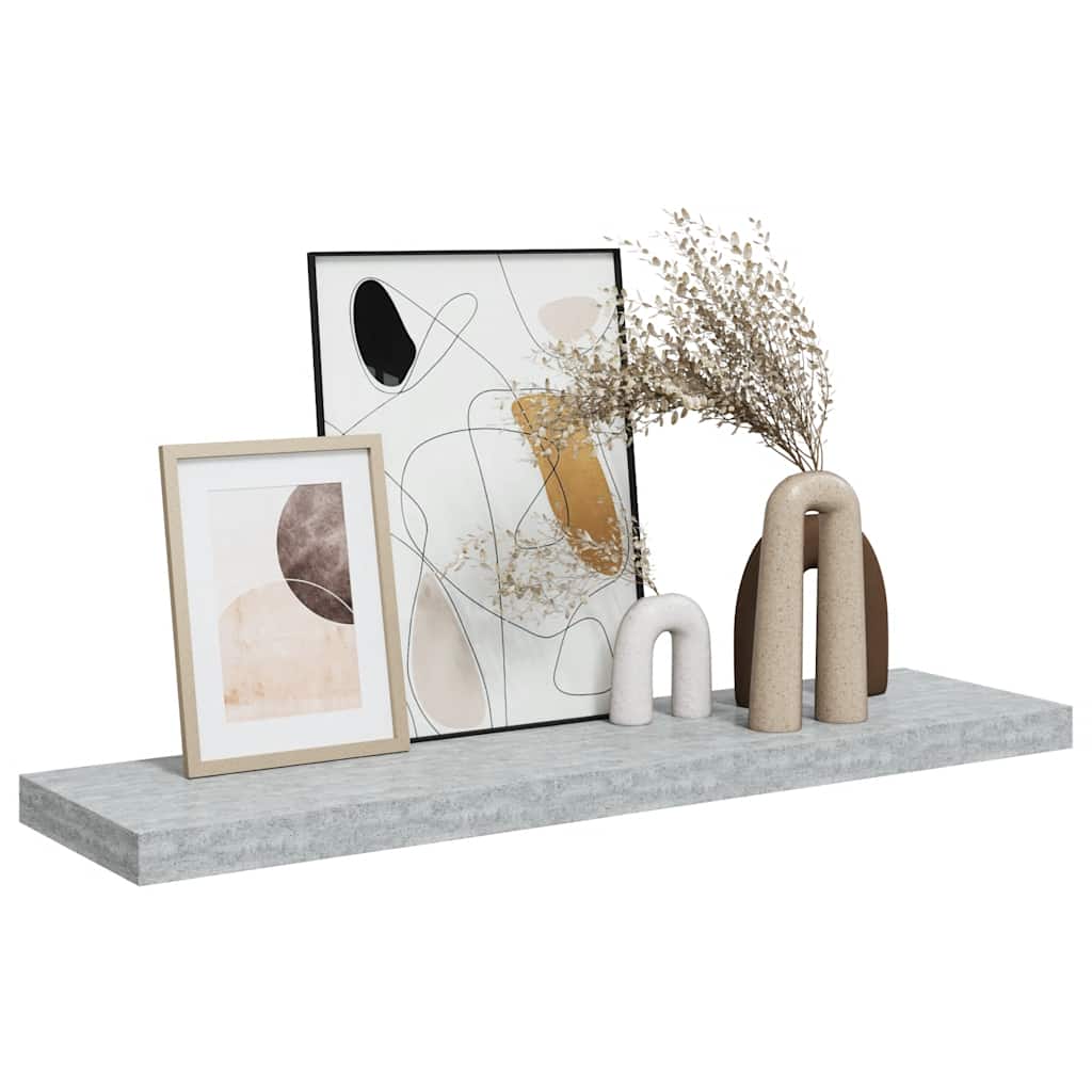 Plutajuća zidna polica siva boja betona 90 x 23,5 x 3,8 cm MDF