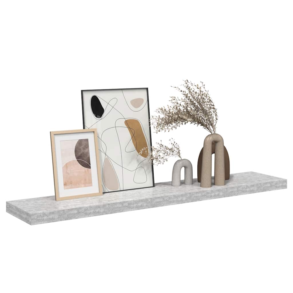 Plutajuća zidna polica siva boja betona 120 x 23,5 x 3,8 cm MDF