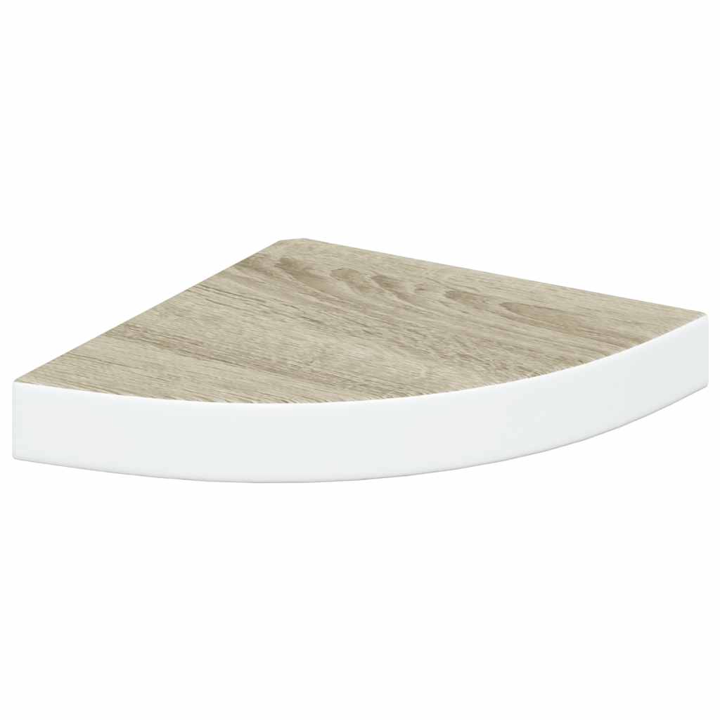 Kutna zidna polica boja hrasta i bijela 25 x 25 x 3,8 cm MDF
