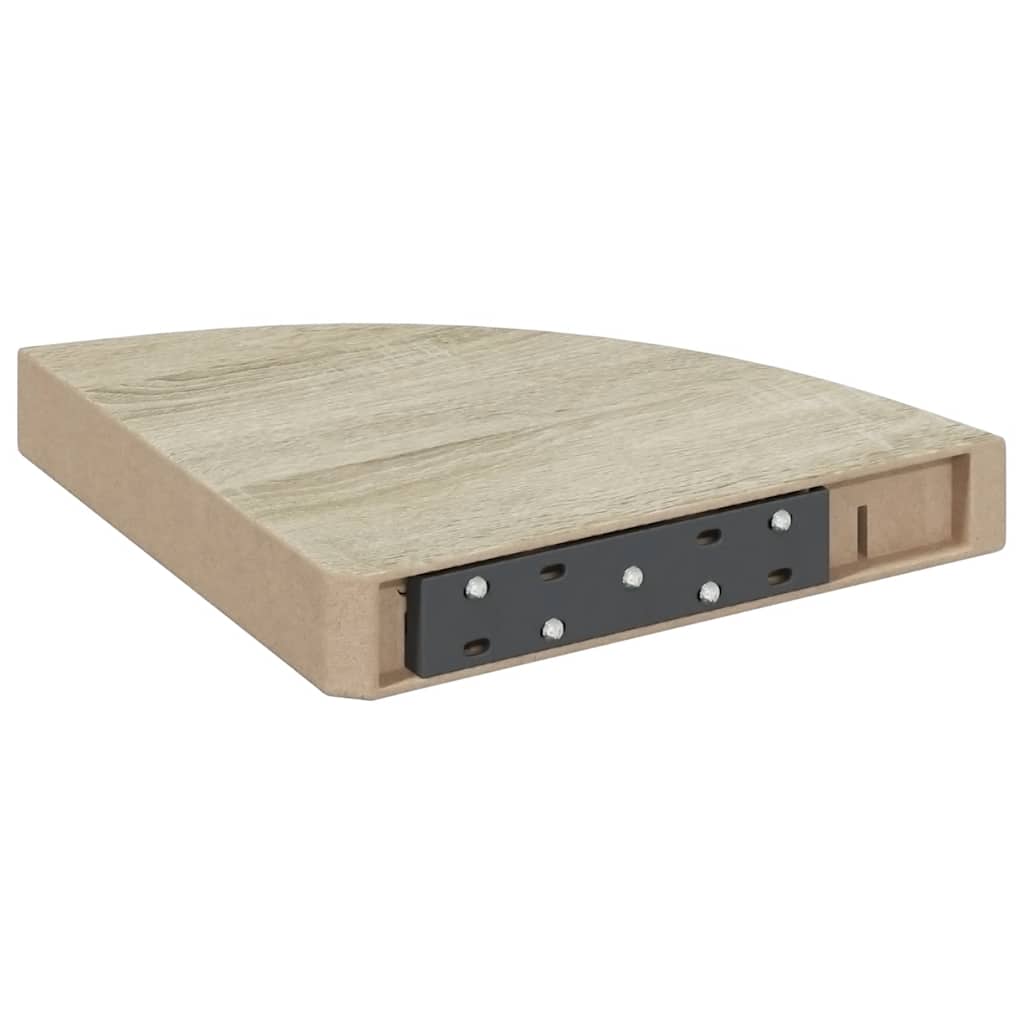 Kutne zidne police 2 kom boja hrasta i bijele 25x25x3,8 cm MDF