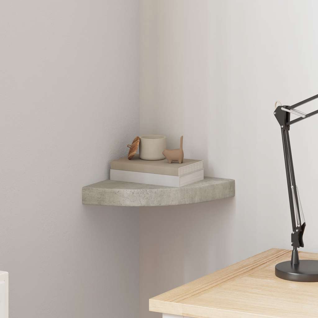 Kutna zidna polica siva boja betona 25 x 25 x 3,8 cm MDF