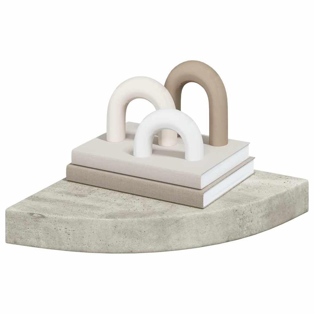 Kutne zidne police 4 kom siva boja betona 25 x 25 x 3,8 cm MDF