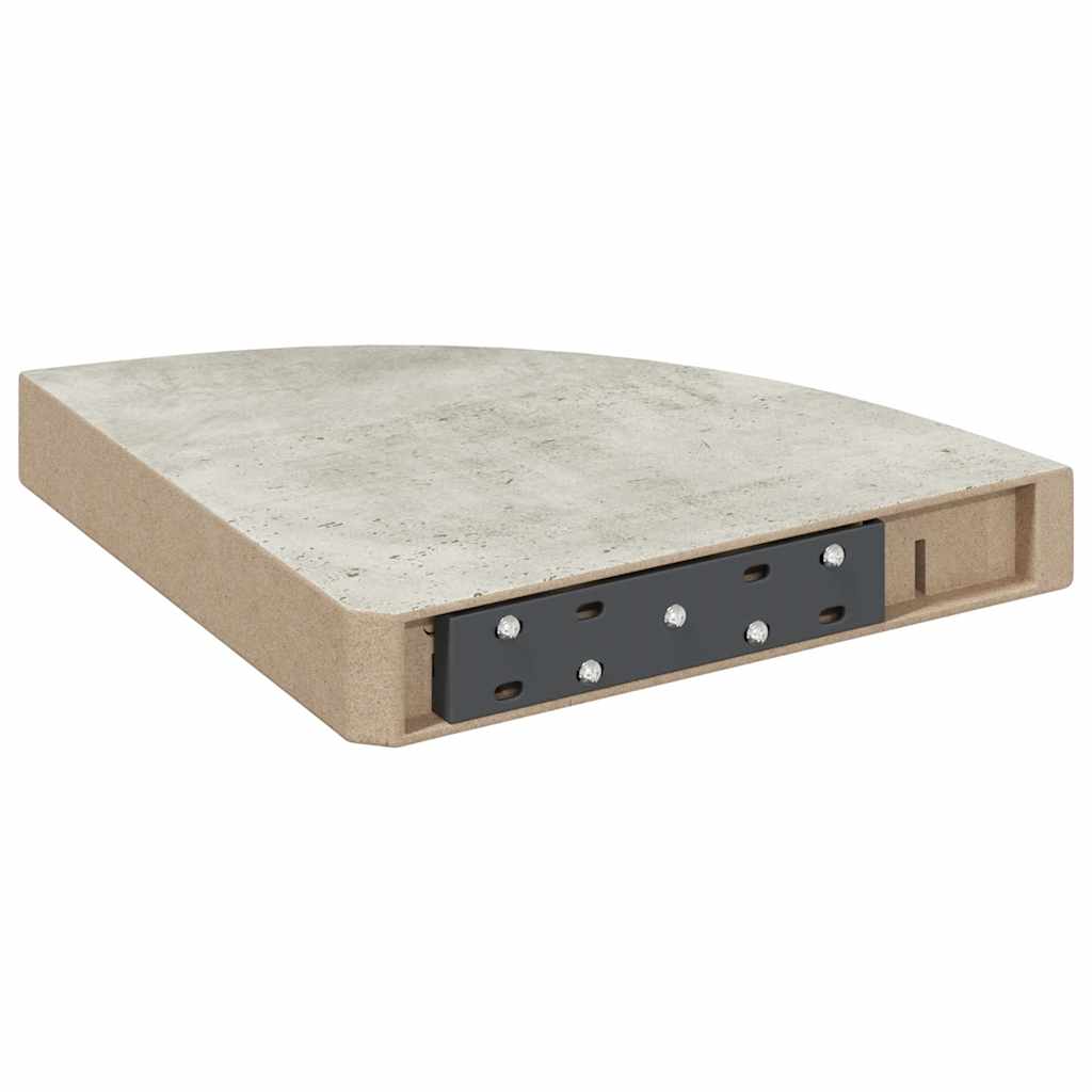 Kutne zidne police 4 kom siva boja betona 25 x 25 x 3,8 cm MDF
