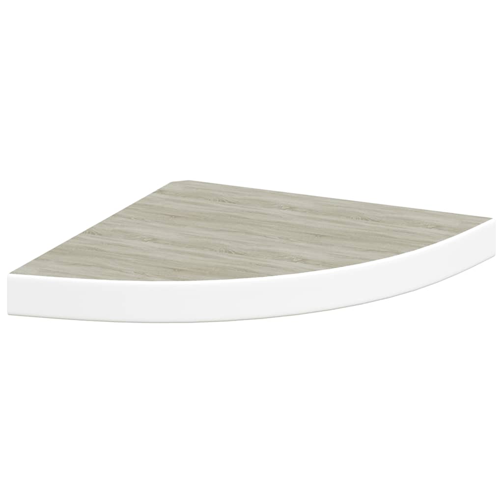 Kutna zidna polica boja hrasta i bijela 35 x 35 x 3,8 cm MDF
