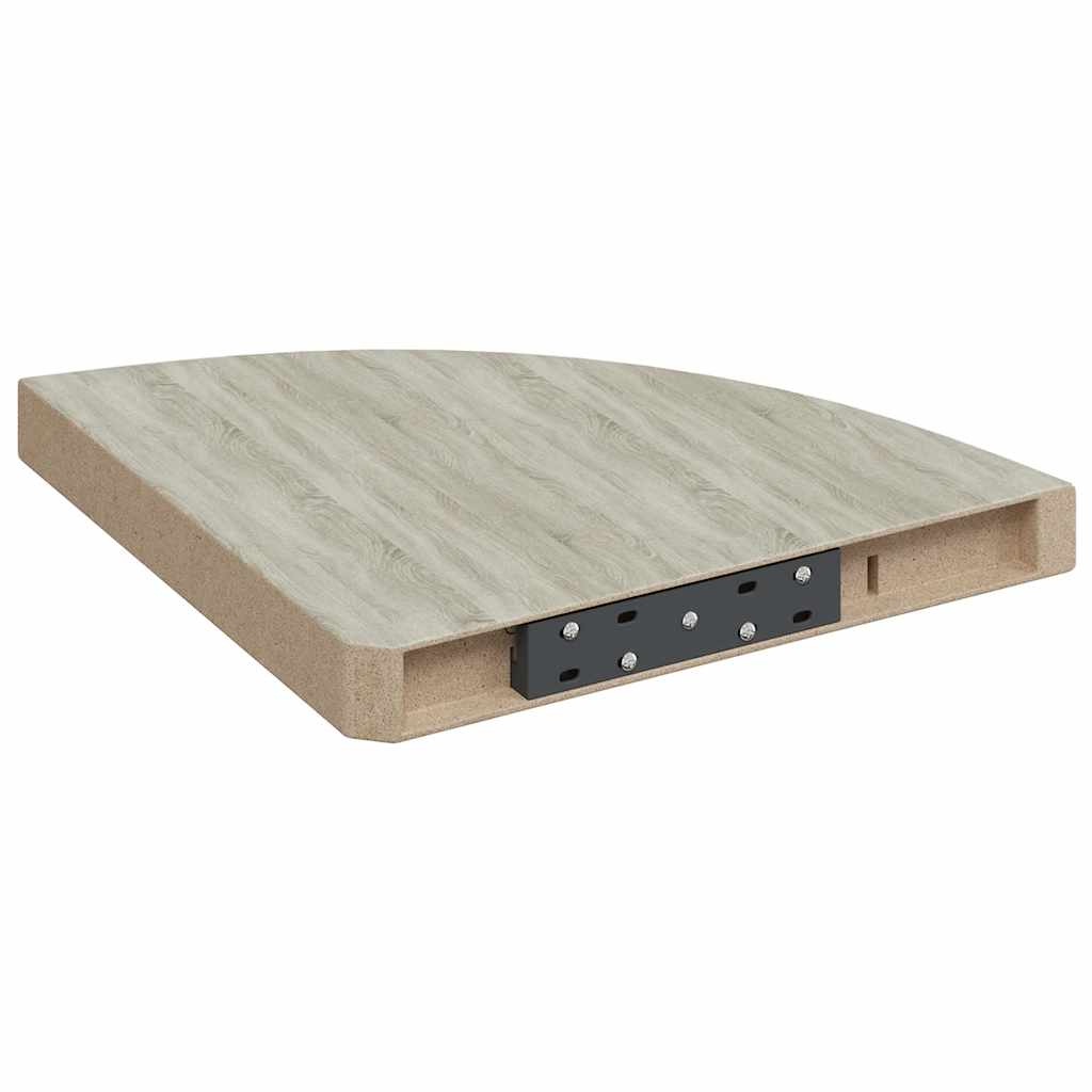 Kutna zidna polica boja hrasta i bijela 35 x 35 x 3,8 cm MDF