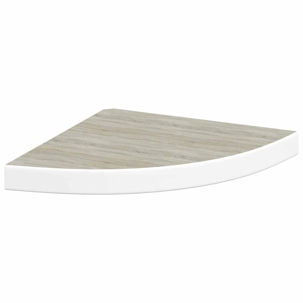 Kutne zidne police 2 kom boja hrasta i bijele 35x35x3,8 cm MDF