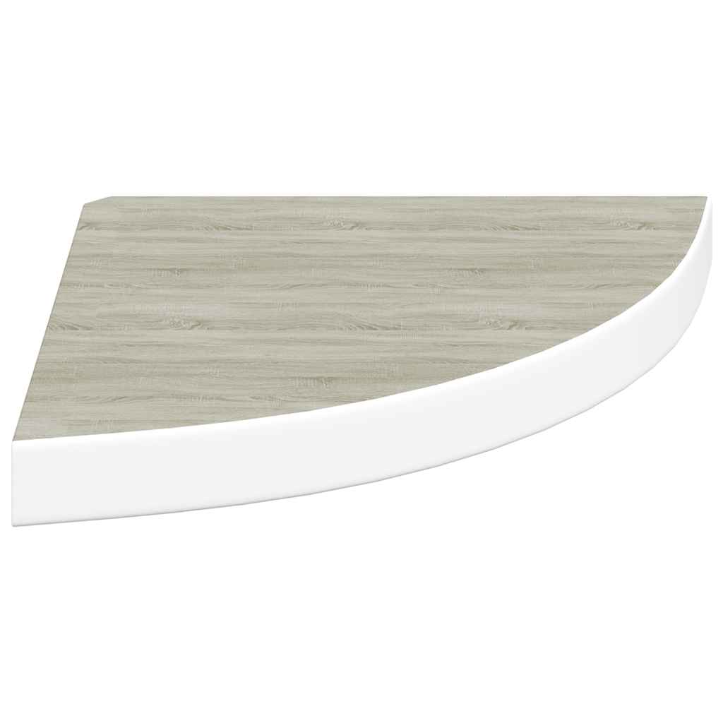 Kutne zidne police 2 kom boja hrasta i bijele 35x35x3,8 cm MDF