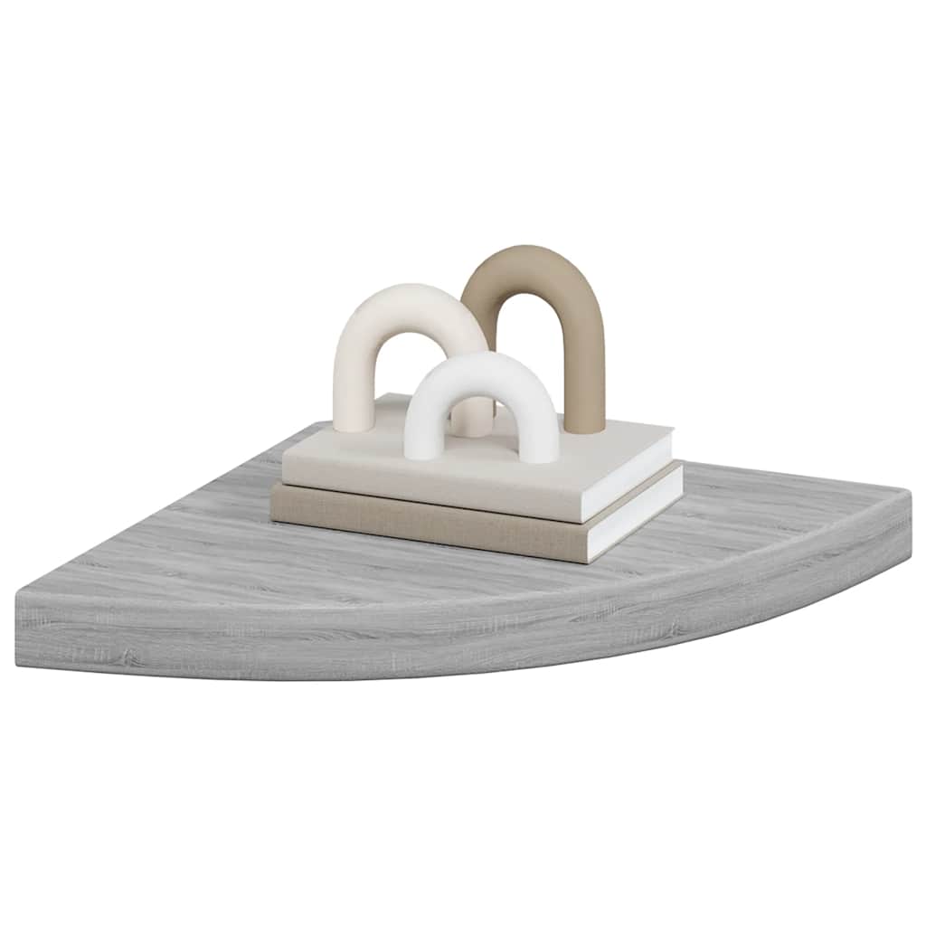 Kutne zidne police 4 kom siva boja betona 35 x 35 x 3,8 cm MDF