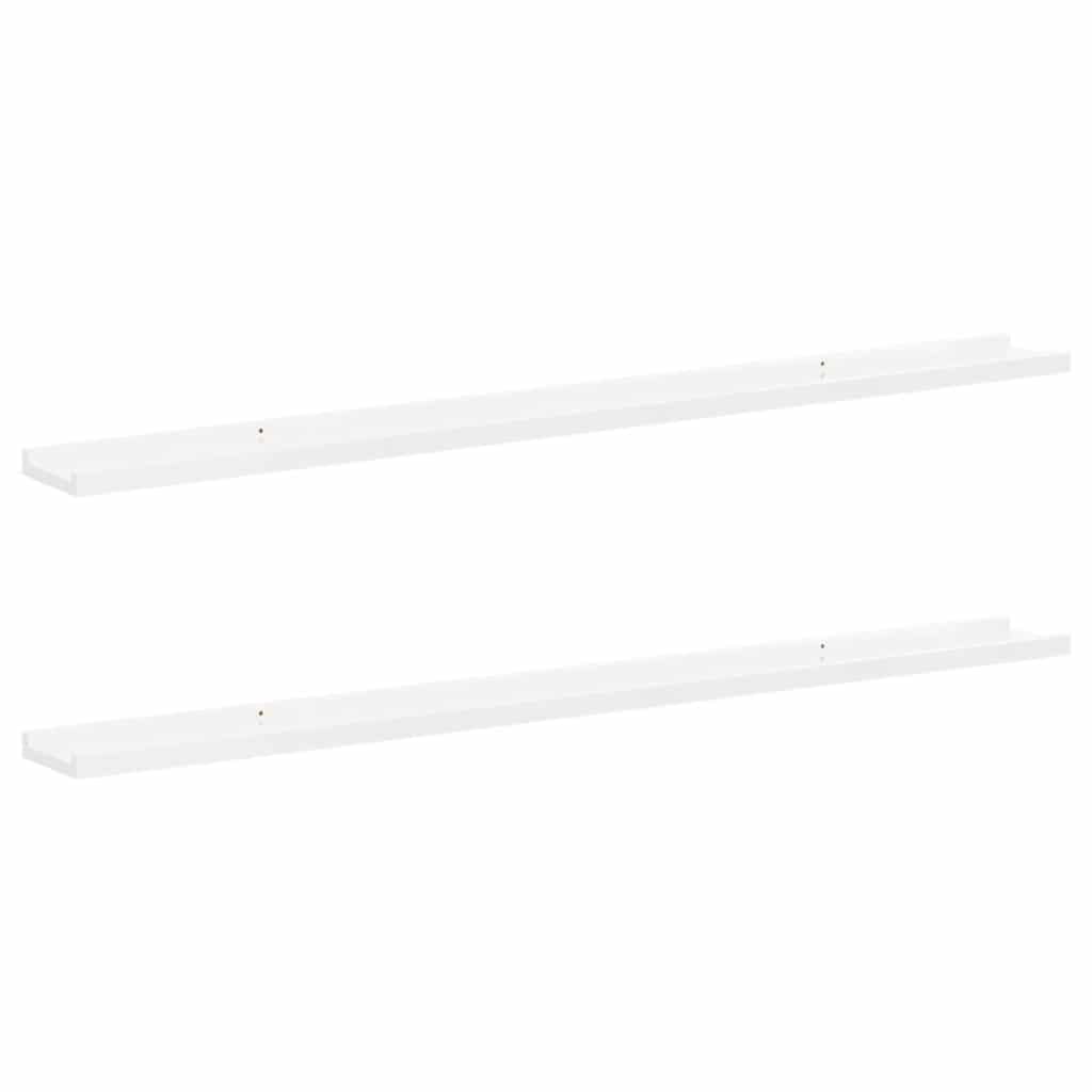Zidne police 2 kom visoki sjaj bijele 115 x 9 x 3 cm