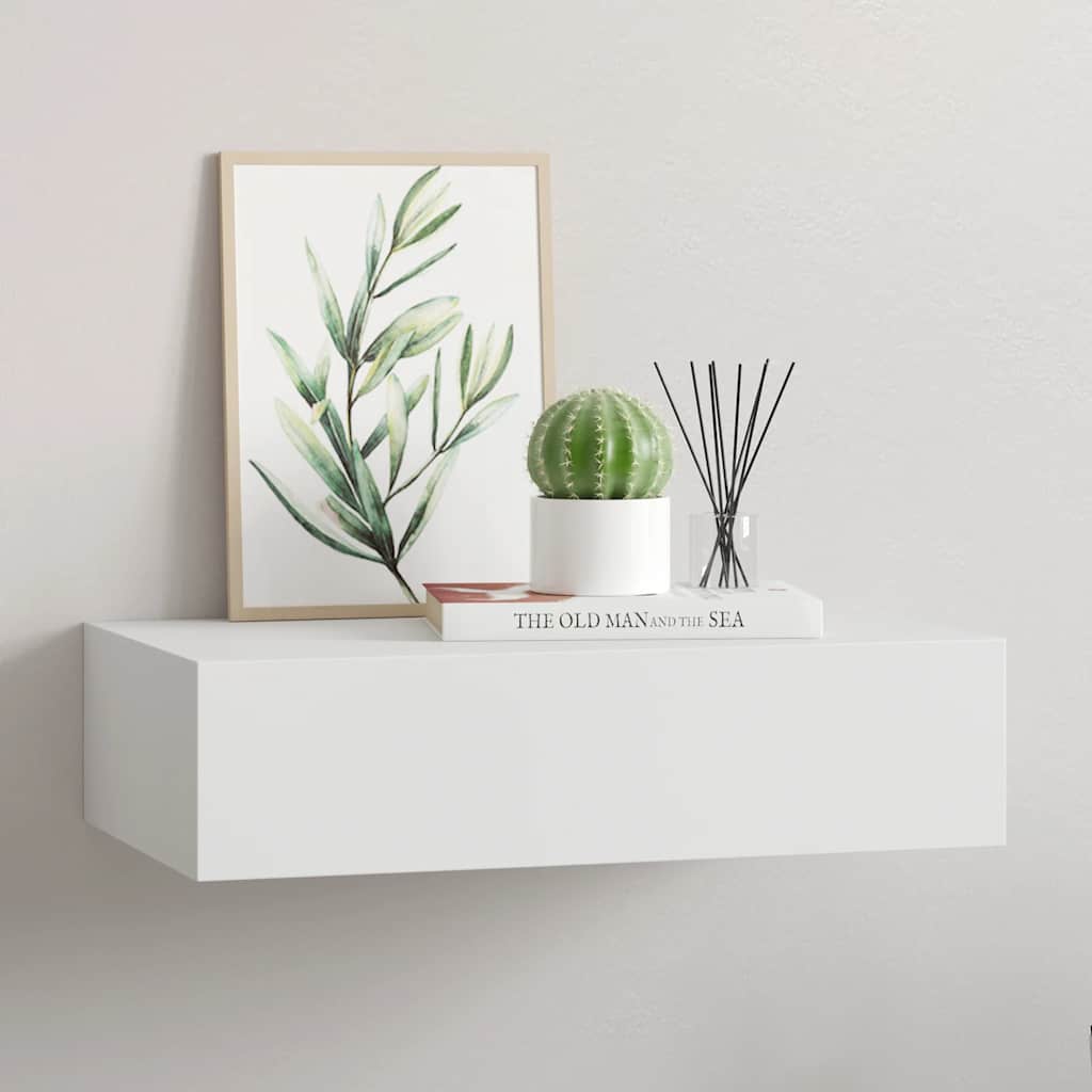 Zidna polica s ladicom bijela 40 x 23,5 x 10 cm MDF