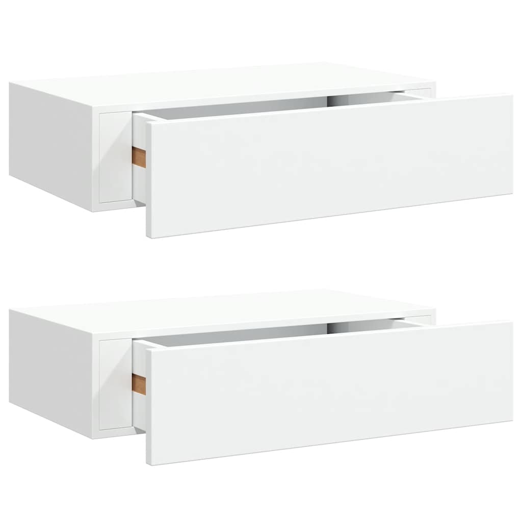 Zidne police s ladicom 2 kom bijele 40 x 23,5 x 10 cm MDF