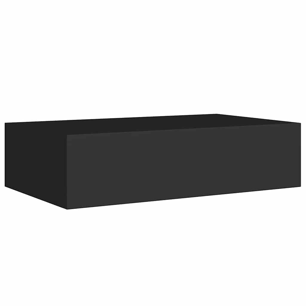 Zidna polica s ladicom crna 40 x 23,5 x 10 cm MDF
