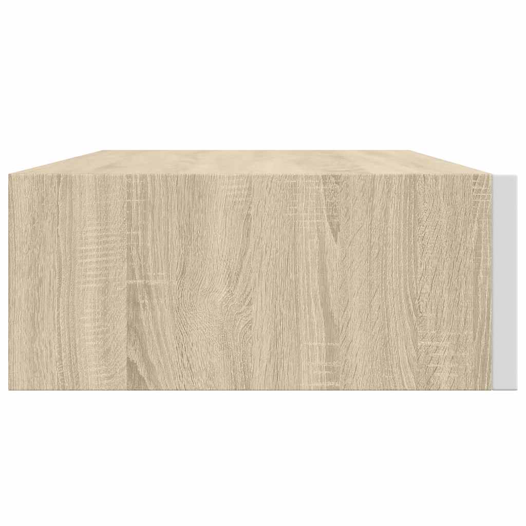 Zidne police s ladicom 2 kom hrast i bijele 40x23,5x10 cm MDF