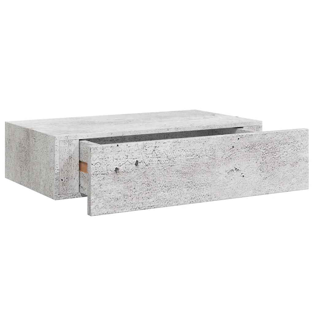 Zidna polica s ladicom siva boja betona 40 x 23,5 x 10 cm MDF