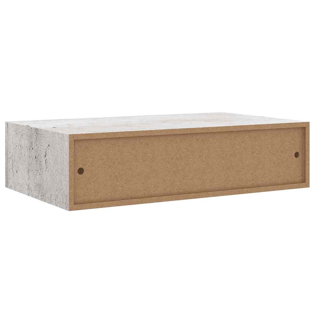 Zidna polica s ladicom siva boja betona 40 x 23,5 x 10 cm MDF