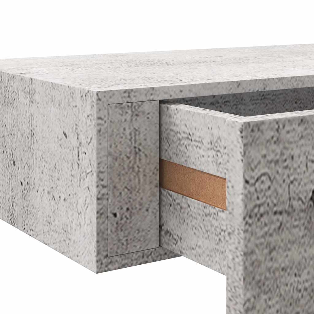 Zidna polica s ladicom siva boja betona 40 x 23,5 x 10 cm MDF