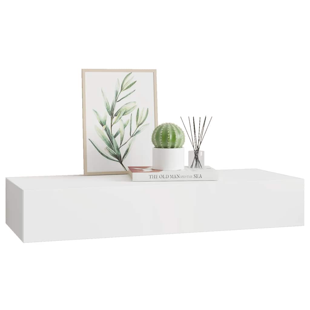 Zidna polica s ladicom bijela 60 x 23,5 x 10 cm MDF