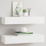 Zidne police s ladicom 2 kom bijele 60 x 23,5 x 10 cm MDF