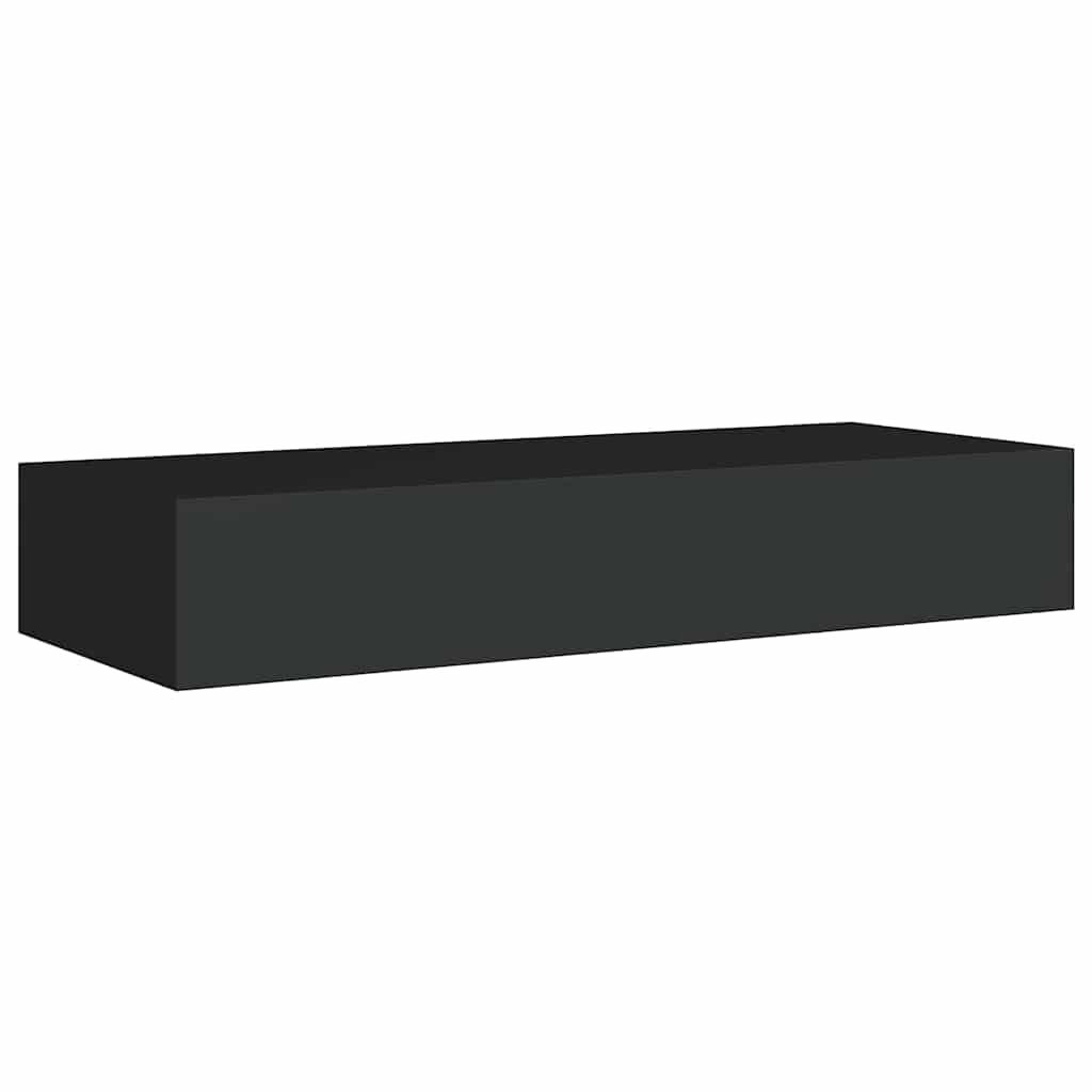 Zidna polica s ladicom crna 60 x 23,5 x 10 cm MDF