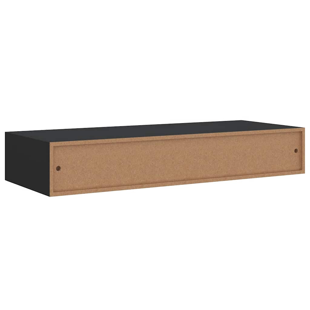 Zidna polica s ladicom crna 60 x 23,5 x 10 cm MDF