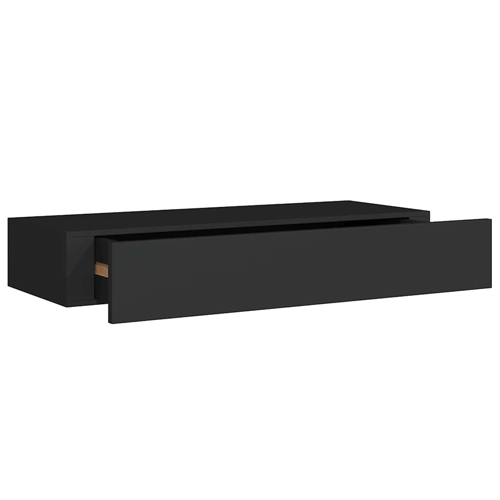 Zidne police s ladicom 2 kom crne 60 x 23,5 x 10 cm MDF
