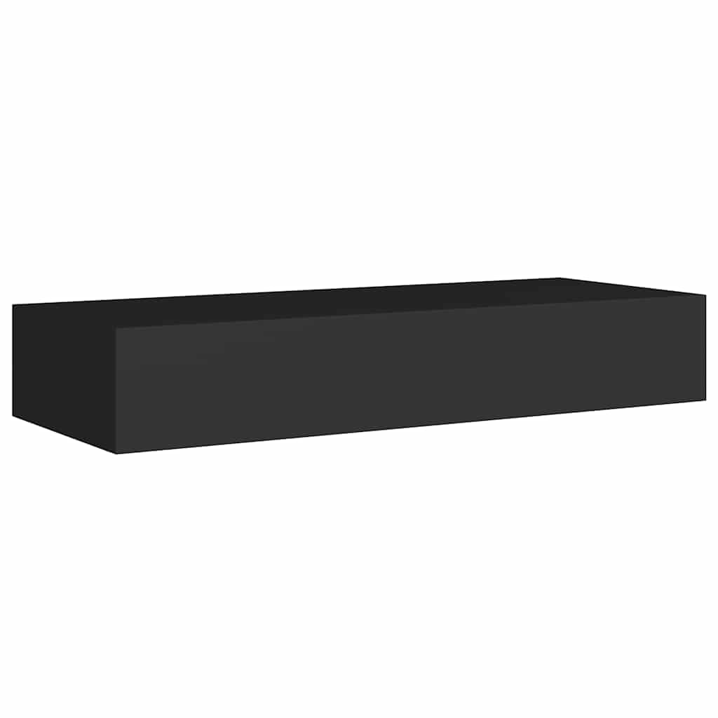 Zidne police s ladicom 2 kom crne 60 x 23,5 x 10 cm MDF