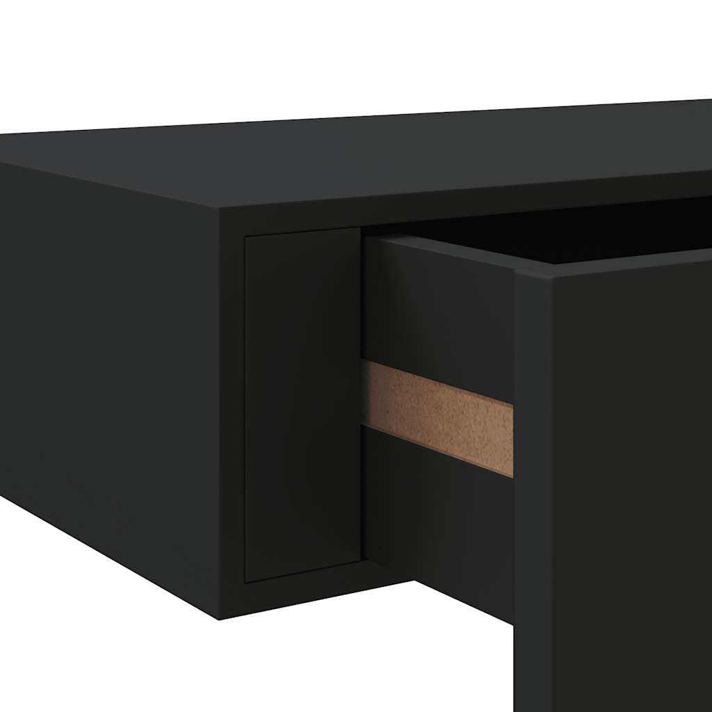 Zidne police s ladicom 2 kom crne 60 x 23,5 x 10 cm MDF