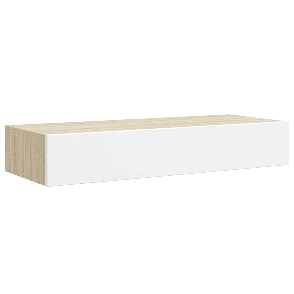Zidna polica s ladicama hrast i bijela 60x23,5x10 cm MDF