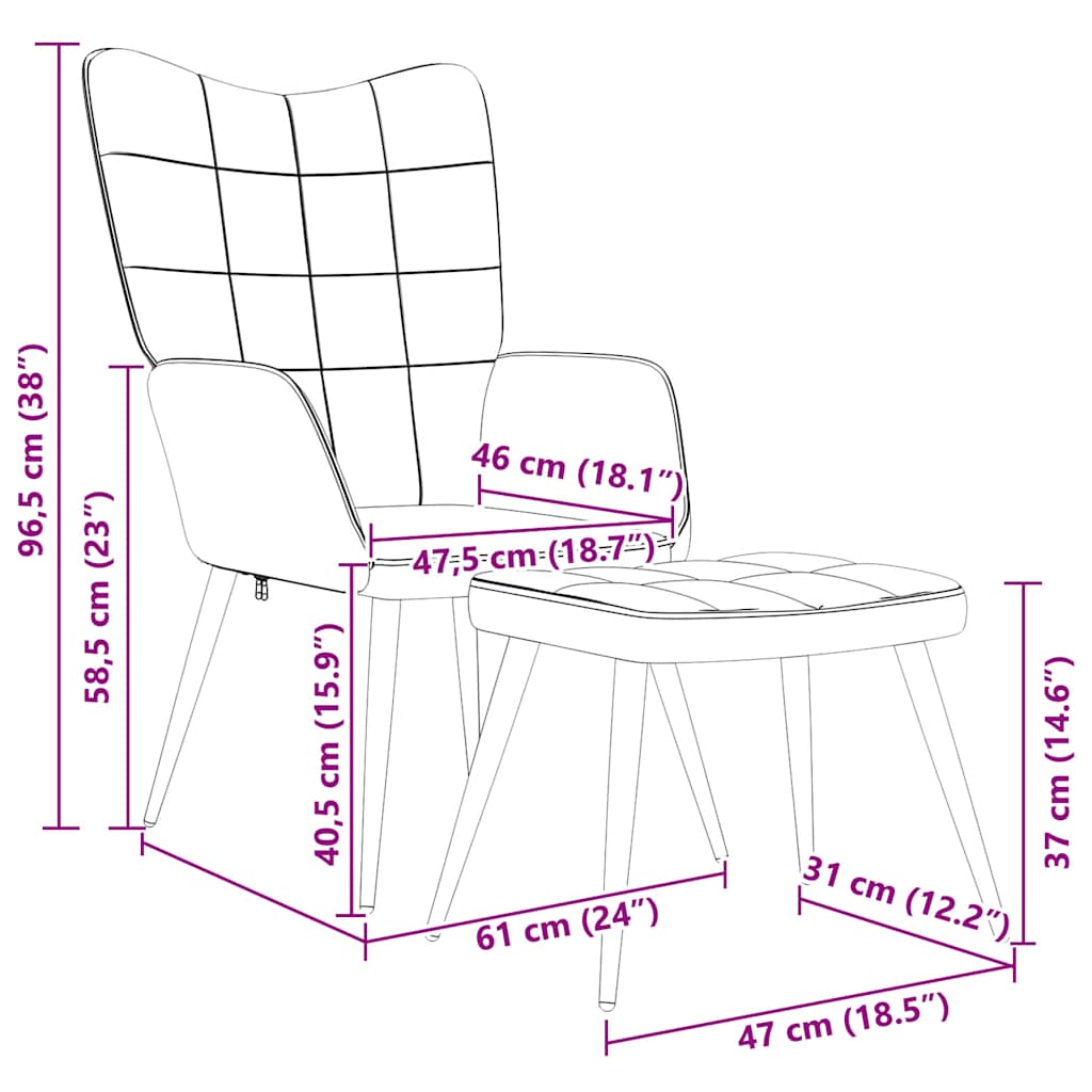 Stolica za opuštanje s osloncem za noge svjetlosiva od tkanine