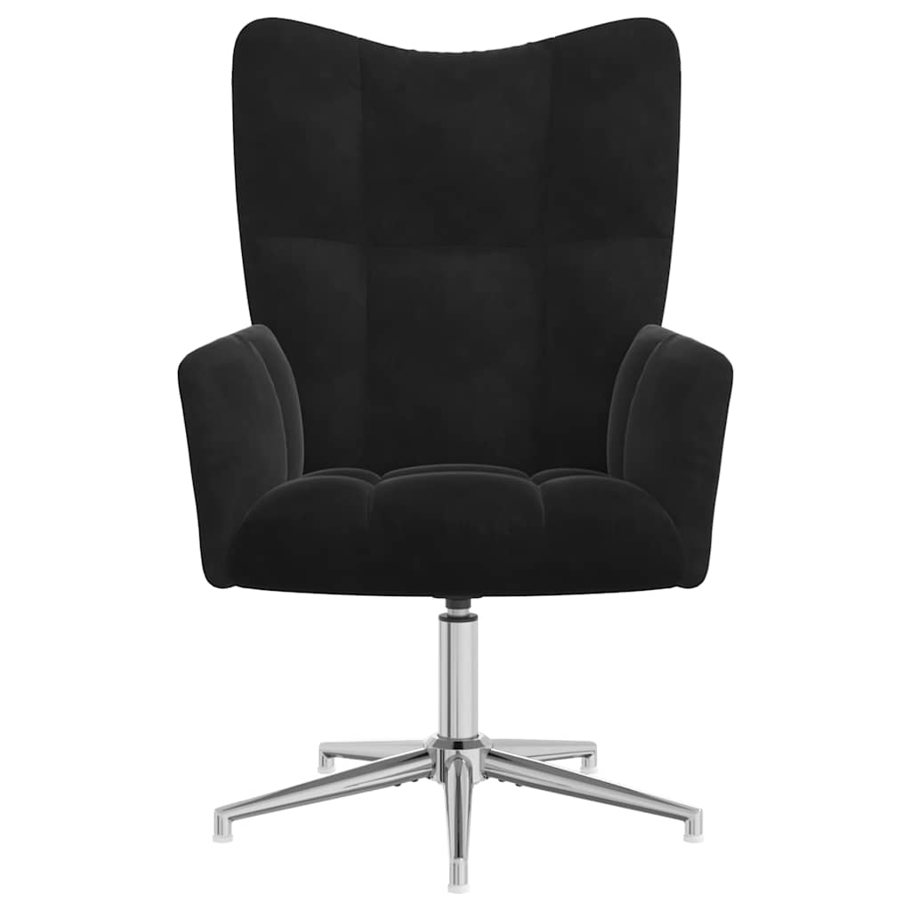Stolica za opuštanje s osloncem za noge crna baršunasta