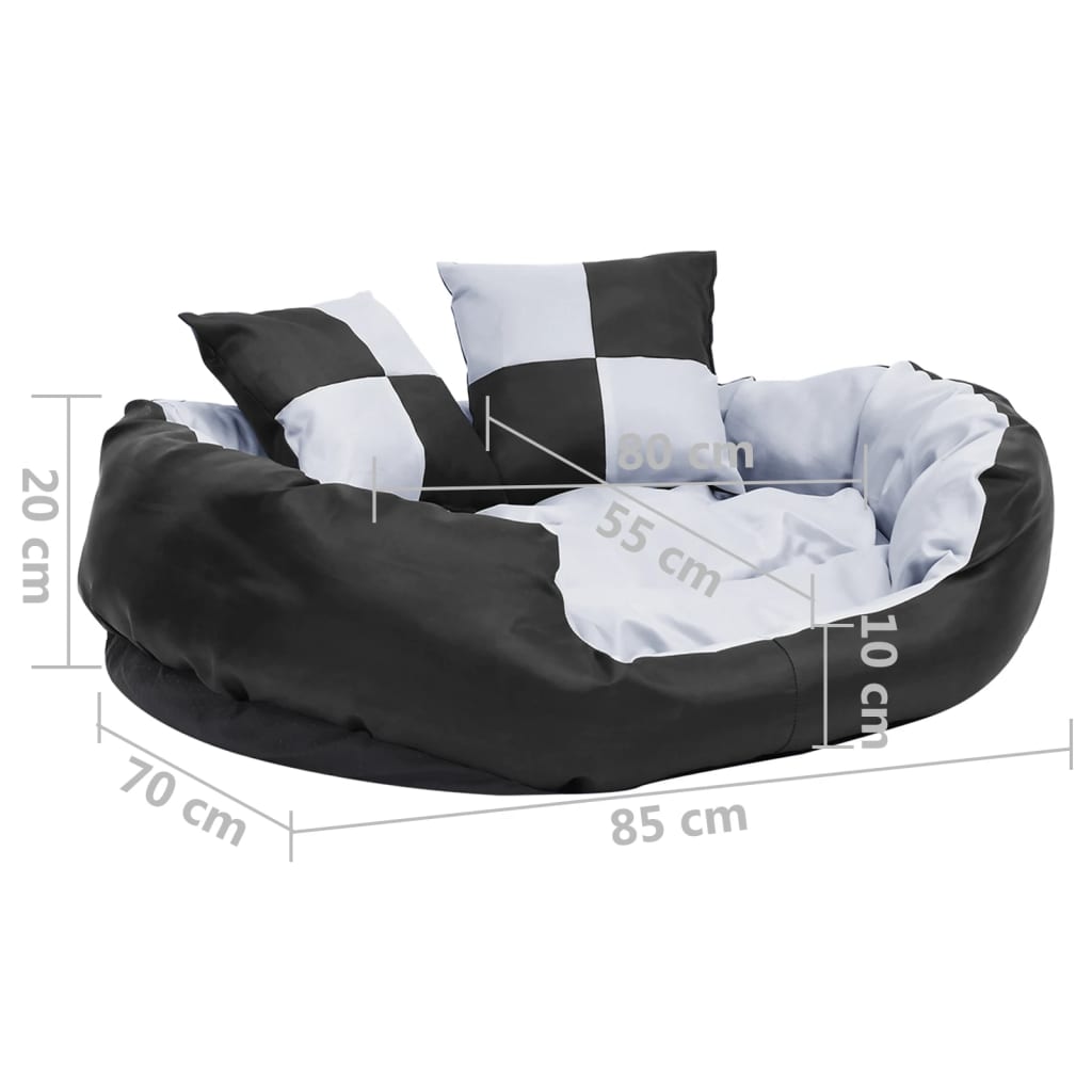 Dvostrani perivi jastuk za pse sivo-crni 85 x 70 x 20 cm