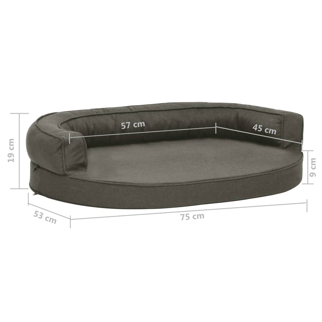 Ergonomski madrac za pse 75 x 53 cm izgled platna tamnosivi