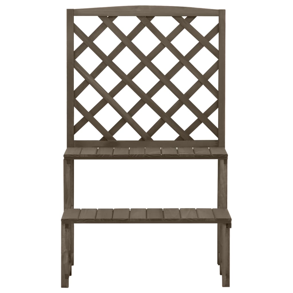 Stalak za biljke s rešetkom sivi 70x42x115 cm masivna jelovina