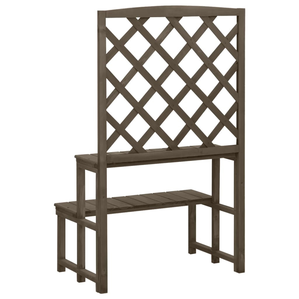Stalak za biljke s rešetkom sivi 70x42x115 cm masivna jelovina