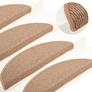 Prostirke za stepenice 15 kom 56x17x3 cm svijetlosmeđe poluokrugle
