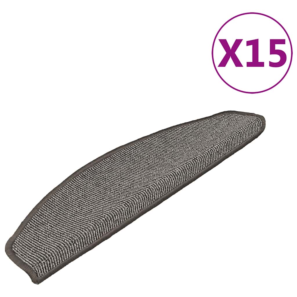 Prostirke za stepenice 15 kom 65x21x4 cm sive poluokrugle velike