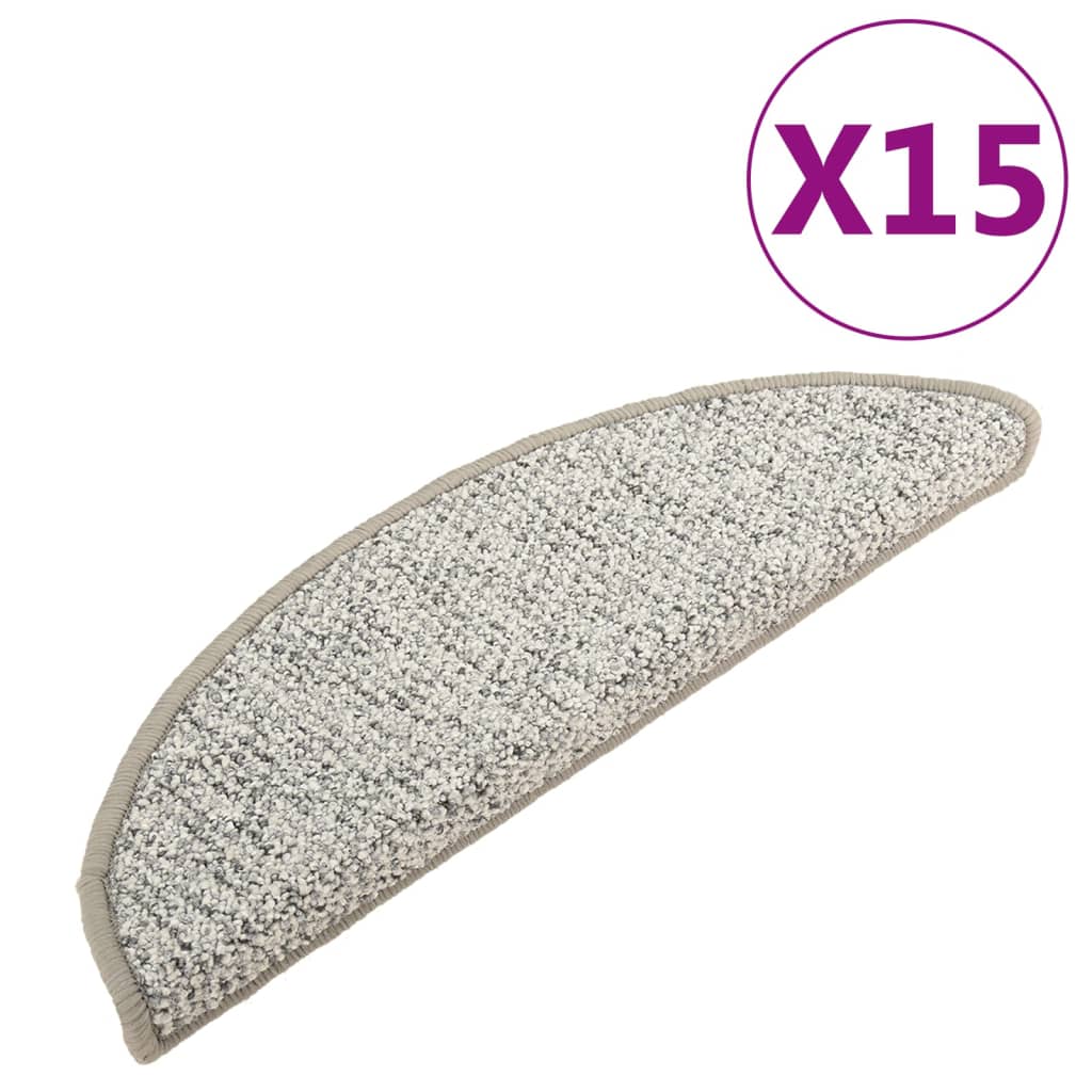Tepisi za stepenice 15 kom svjetlosivi 56x17x3 cm