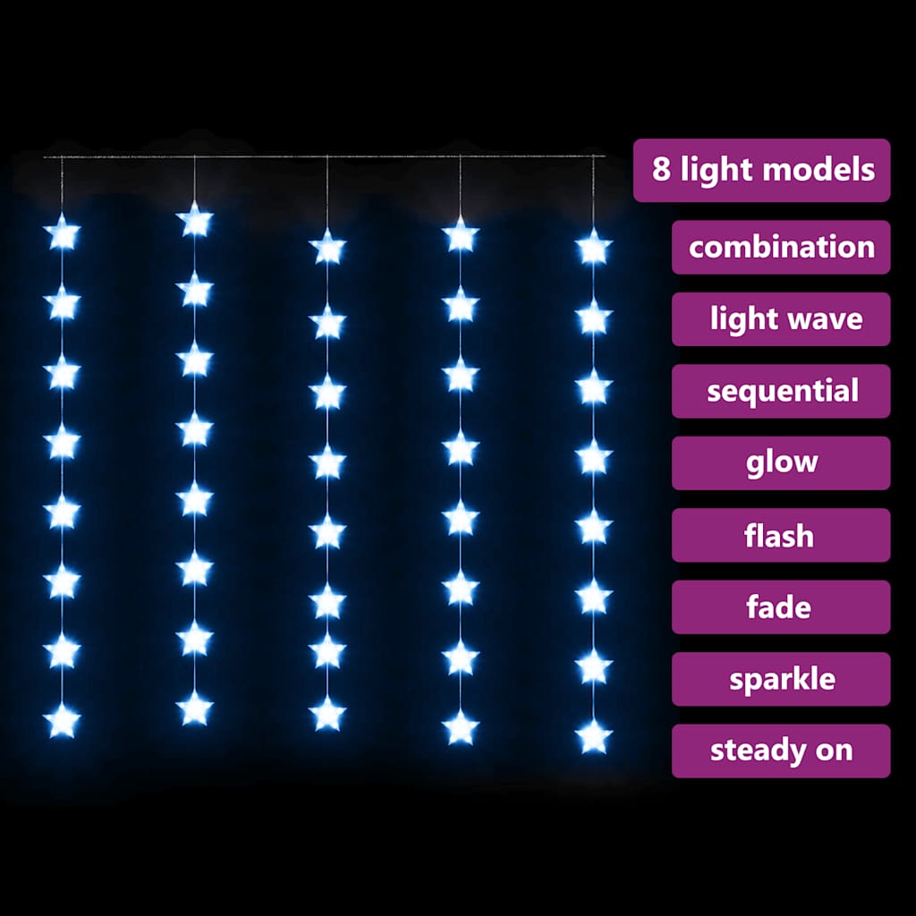 LED vilinska zavjesa sa zvijezdama 200 LED plave 8 funkcija