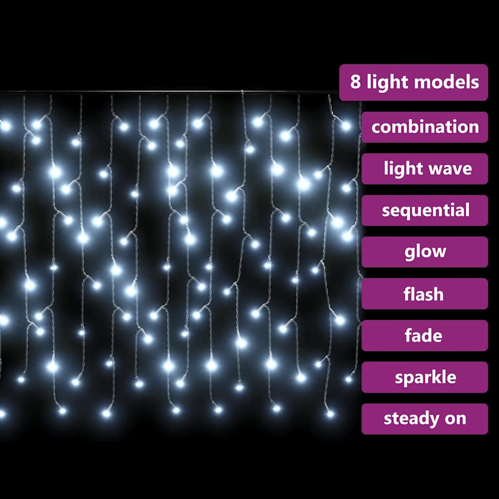 LED zavjesa sa sigama 10 m 400 LED hladne bijele 8 funkcija