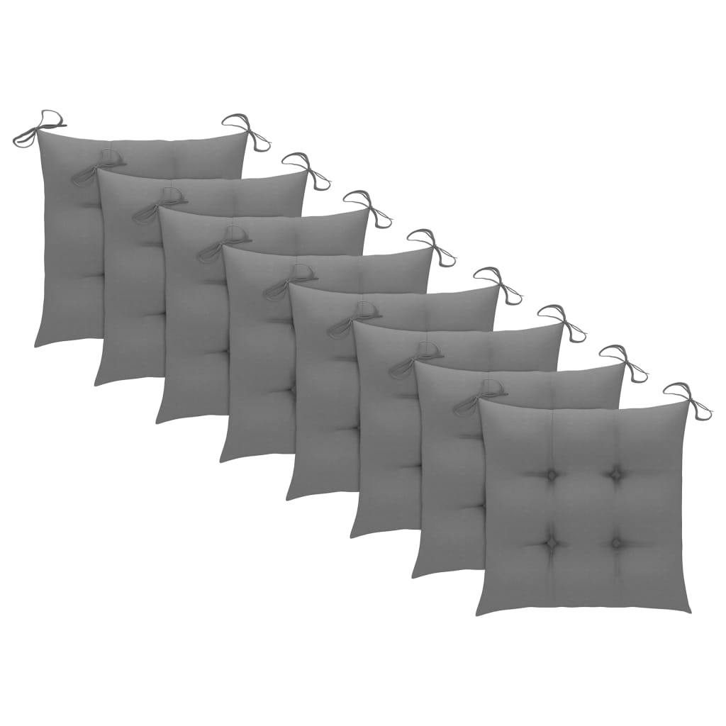 Sklopive vrtne stolice s jastucima 8 kom od masivne tikovine