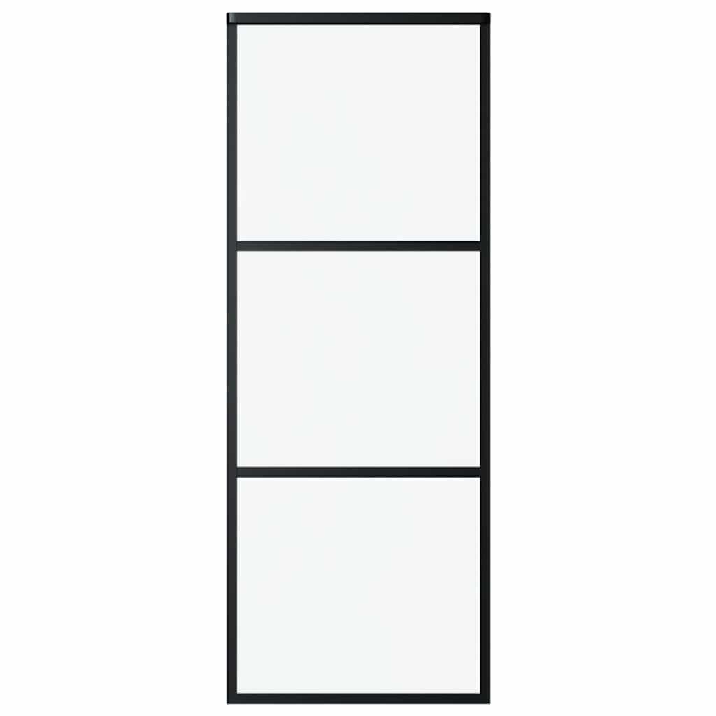 Klizna vrata s 3 panela od stakla ESG i aluminija 76 x 205 cm crna