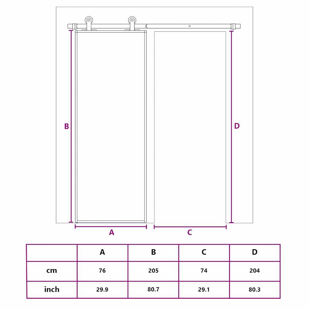 Klizna vrata od stakla ESG i aluminija 76 x 205 cm crna