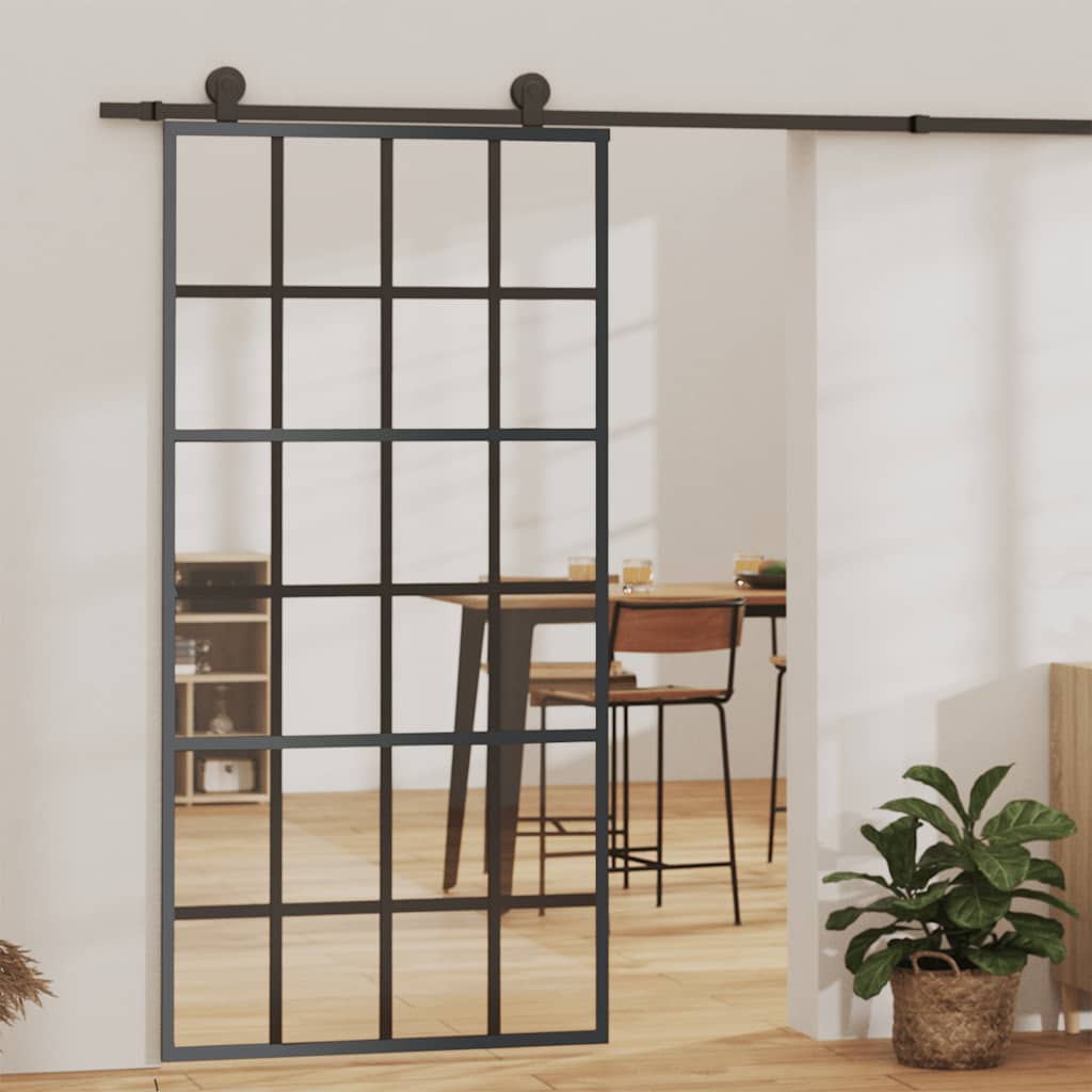 Klizna vrata od stakla ESG i aluminija 102 x 205 cm crna